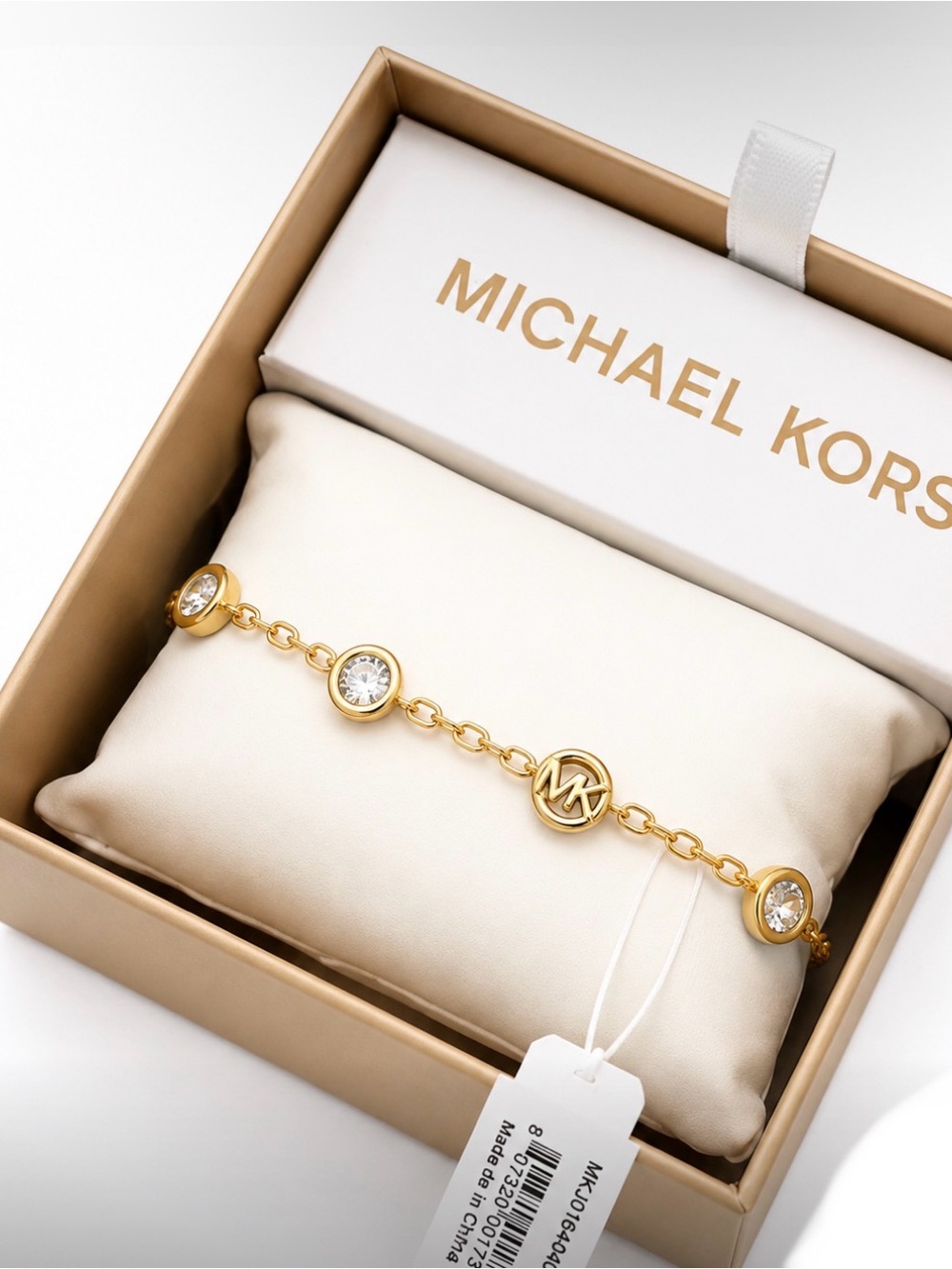 Michael Kors Gold-Tone Crystal Chain Bracelet - NWT